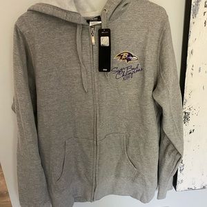 NWT NFL Team Apparel Ravens Super Bowl XLVII Champions zip up hoodie. Gray. XL